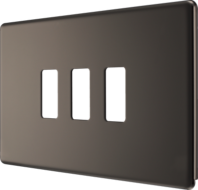 BG RFBN3 Nexus Screwless Grid Black Nickel 3 Module Front Plate