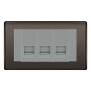 BG Nexus Black Nickel 3 Gang Master Telephone Socket – Grey Insert by British General (BG-NBNBTM3G)