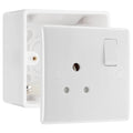 BG Electrical 5A Switched Round Pin Socket White & 50mm Pattress Back Box