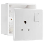 BG Electrical 5A Switched Round Pin Socket White & 50mm Pattress Back Box by British General (BG-829S+877)
