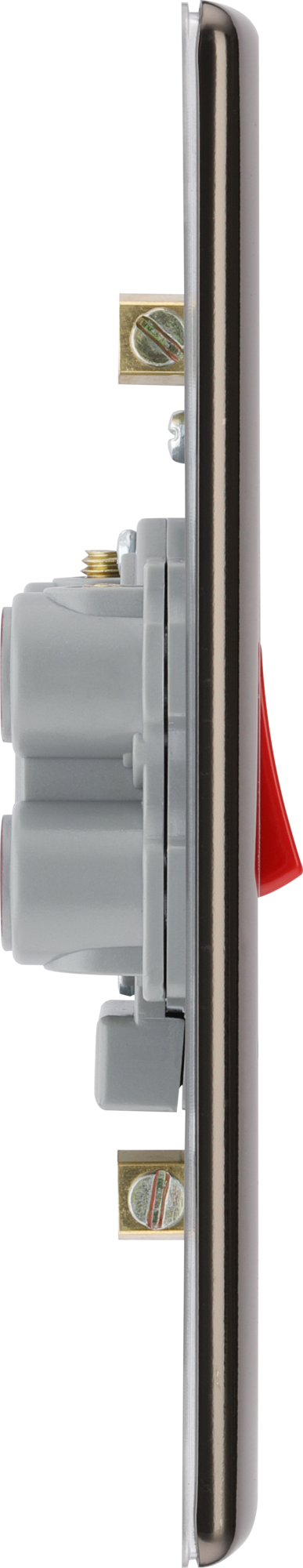 NBN72 Side - This 45A double pole switch with  from British General is ideal for use with cookers and has a largindicatore mounting plate measuring 146mm high x 86mm wide.