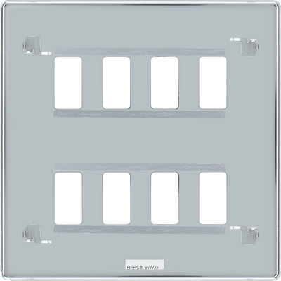 BG RFPC8 Nexus Screwless Grid Polished Chrome 8 Module Front Plate