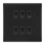 BG Matt Black 6 Gang Custom Grid Switch Panel Labelled Kitchen Appliance by British General (BG-NEXUS-MB-Kitchen-Appliance-6Gang)