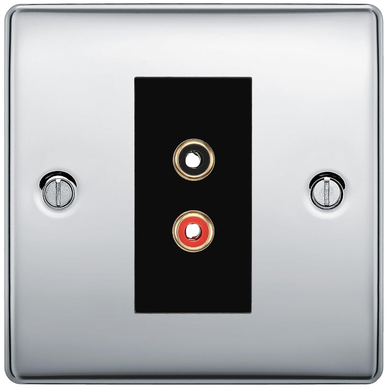BG Nexus Polished Chrome Euro Module RCA X 2 Outlet NPCRCA2B