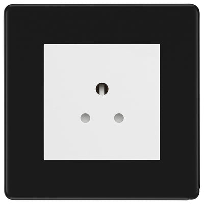 BG Flatplate Screwless Matt Black 2A Unswitched Socket FFB28MW by British General (BG-FFB28MW)