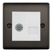BG Nexus Black Nickel TV Aerial & Master Telephone Socket - White Insert