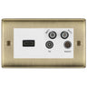 BG Nexus Antique Brass 4G Faceplate with HDMI + TV/FM/SAT Module - White by British General (BG-NABEMR4-HDMI-TVFM2W)