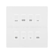 BG Evolve Pearlescent White Custom Appliance Grid Switch 8 Gang Screwless by British General (BG-PW-8GANG-APPLIANCE)