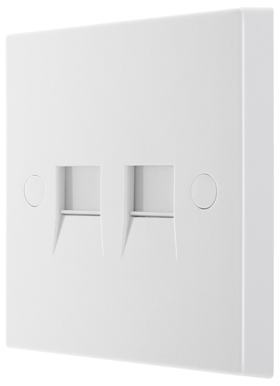 BG 9BTS/2 Moulded Square Edge | White | 2 Gang Screw Terminal Secondary Telephone Socket by British General (BG-9BTS/2)