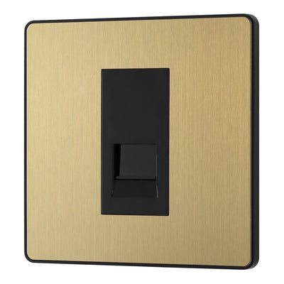 BG Evolve Satin Brass 1 Gang Master Telephone Socket PCDSBBTM1B with 25mm Steel Back Box