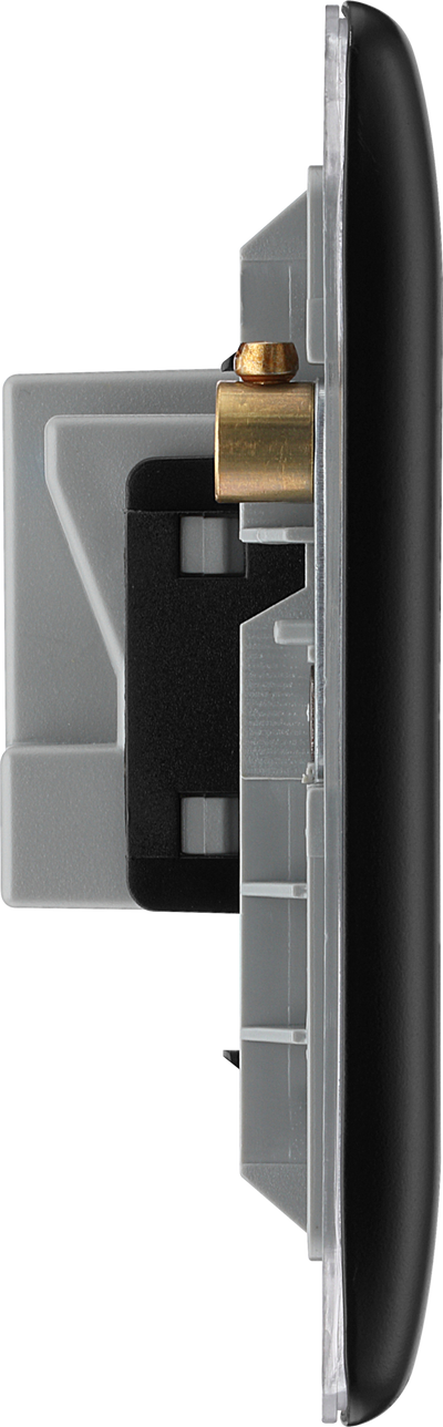 BG NFB24B Nexus Metal Matt Black 2G 13A Unswitched Socket Black Insert
