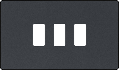 BG RPCDMG3B Evolve Grid Matt Grey 3 Module Rectangular Front Plate - Black Trim