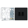 BG Evolve Matt Black 2 Gang 20A 16AX 2 Way Light Switch PCDMB42B with 35mm Steel Back Box