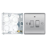 BG Nexus Brushed Steel 13A Switched Spur + Neon NBS52 with 25mm Steel Back Box by British General (BG-NBS52+HGS02)
