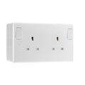 BG Nexus 13A DP Double Socket + Outboard Rockers White & 50mm Pattress Back Box
