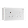 BG Nexus 13A DP Double Socket + Outboard Rockers White & 50mm Pattress Back Box by British General (BG-822DPOB+878)