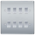 BG Polished Chrome 8 Gang Intermediate Custom Grid Light Switch with Back Box Included