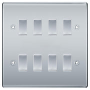 BG Polished Chrome 8 Gang Intermediate Custom Grid Light Switch with Back Box Included by British General (BG-NEXUS-PC-8G-CUSTOM-8x-INT-SWITCH)