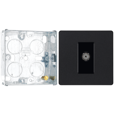 BG Evolve Matt Black Co-Axial Socket Outlet PCDMB60B with 25mm Steel Back Box