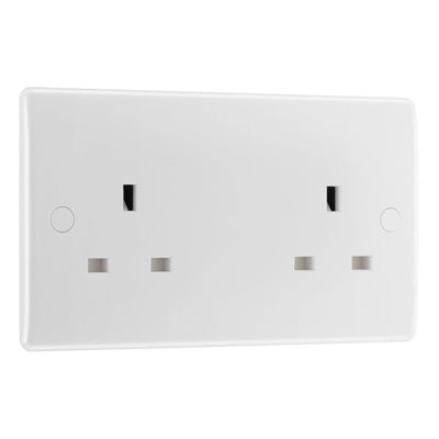 BG Nexus 13A Double Unswitched Power Socket White & 32mm Pattress Back Box