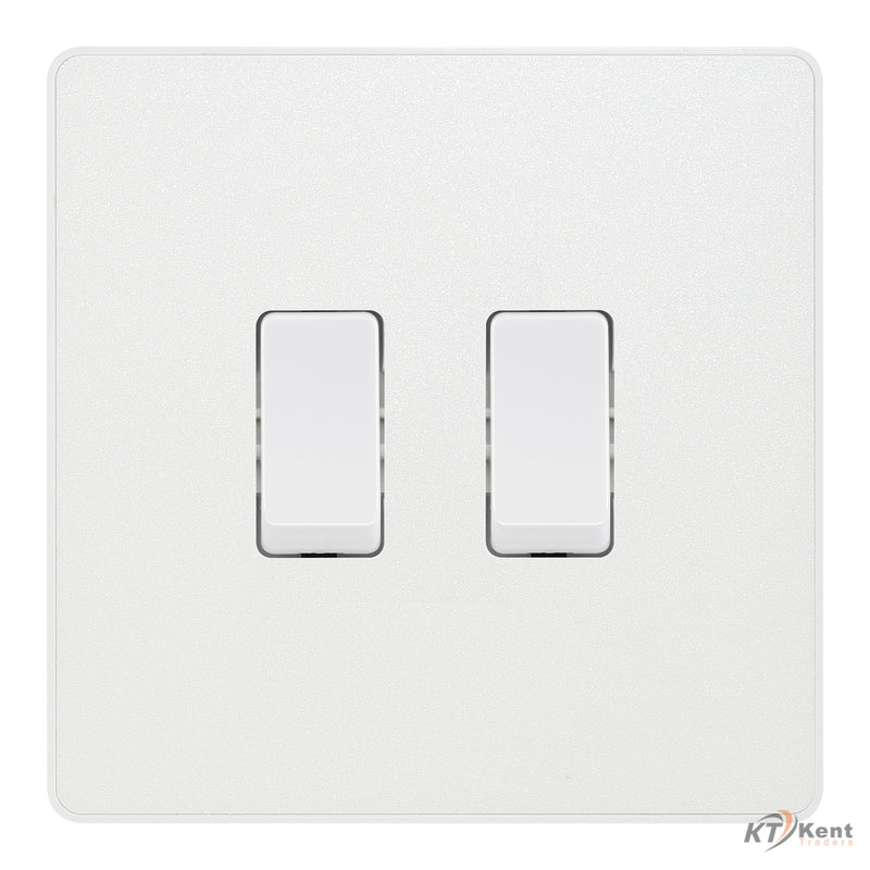 BG Evolve Pearlescent White 2 Gang Intermediate Custom Grid Light Switch