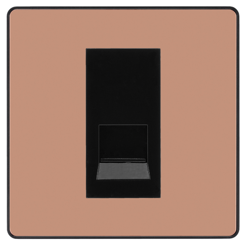 BG Evolve Polished Copper Single Secondary Telephone Socket, Screw Terminal - Black Insert