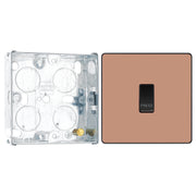 BG Evolve Polished Copper 10AX 1 Way Press Switch PCDCP14B with 25mm Steel Back Box