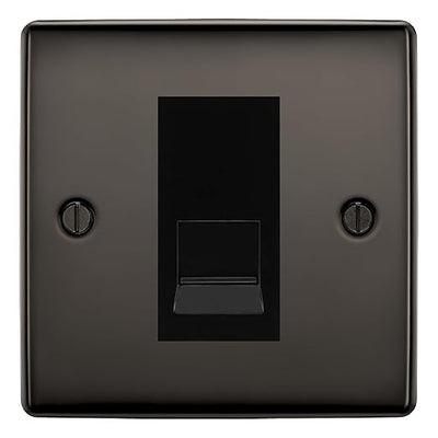 BG Nexus Black Nickel Single IDC Secondary Telephone Socket - Black Insert by British General (BG-NBNBTS1B)