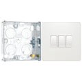 BG Evolve Pearlescent White 20A 16AX 2-Way Triple Light Switch PCDCL43W with 25mm Steel Back Box