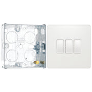 BG Evolve Pearlescent White 20A 16AX 2-Way Triple Light Switch PCDCL43W with 25mm Steel Back Box