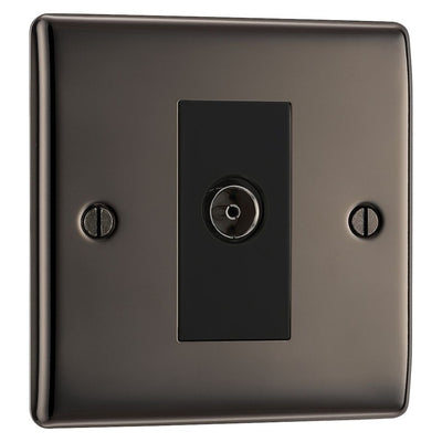 BG Nexus Black Nickel 1 Gang Isolated Co-Axial Socket NBN62 with 35mm Steel Back Box