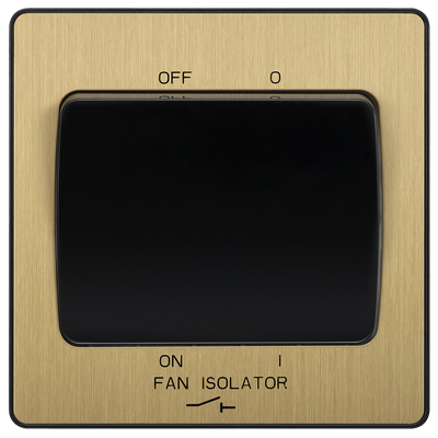 BG Evolve PCDSB15B Satin Brass 10A 3 Pole Fan Isolator-Black Insert by British General (BG-PCDSB15B)