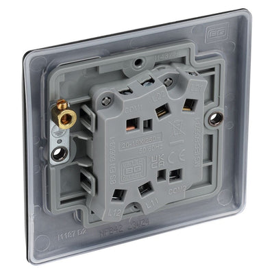 BG Nexus Matt Black 20A 16AX 2 Way Double Light Switch NFB42 with 25mm Steel Back Box