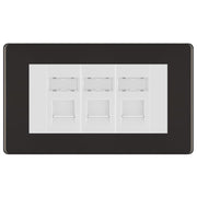 BG Screwless Black Nickel 3 Gang RJ45 Cat6 Data Socket Outlet White Inserts by British General (BG-FBNRJ453W)
