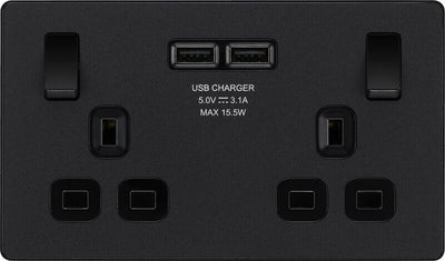 BG Evolve Matt Black Screwless Switches & Sockets Black Inserts Full Range