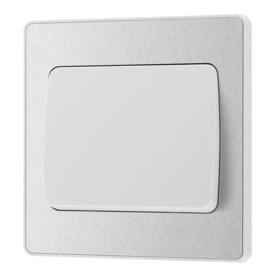 BG Evolve Brushed Steel 1G Wide Rocker Light Switch PCDBS12WW with 35mm Steel Back Box