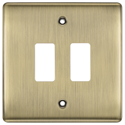BG RNAB2 Nexus Metal Antique Brass 2 Module Grid Front Plate by British General (BG-RNAB2)