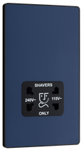 BG PCDDB20B Matt Blue Evolve 115-240V Dual Voltage Shaver Socket - Black Insert