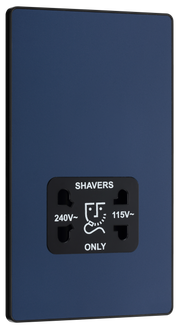 BG PCDDB20B Matt Blue Evolve 115-240V Dual Voltage Shaver Socket - Black Insert by British General (BG-PCDDB20B-Shopify-SA_1)