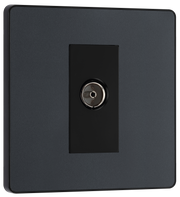 BG Evolve PCDMG60B Matt Grey Co-Axial Socket Outlet - Black Insert by British General (BG-PCDMG60B-Shopify-SA_1)