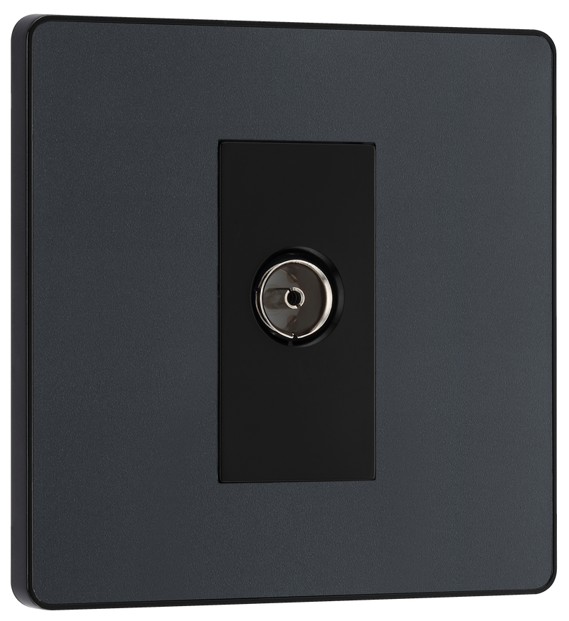 BG Evolve PCDMG60B Matt Grey Co-Axial Socket Outlet - Black Insert
