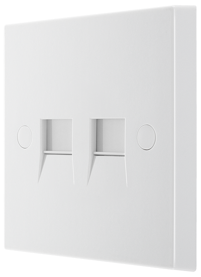 BG 9RJ11/2 Moulded Square Edge | White | 2 Gang RJ11 Screw Terminal Telephone Socket by British General (BG-9RJ11/2)