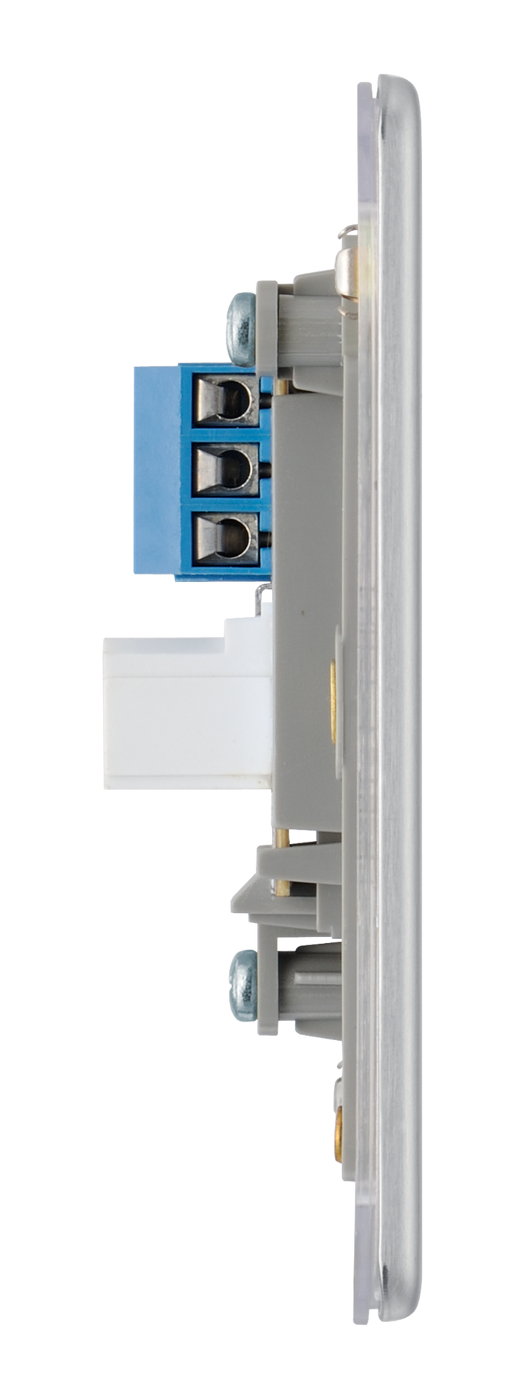 FBSBTS1 Side - is Secondary telephone socket from British General uses a screw terminal connection and should be used for an additional telephone point which feeds from the master telephone socket.