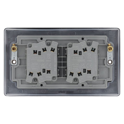 BG Nexus Matt Black 20A 16AX 2 Way Quadruple Light Switch NFB44 with 25mm Steel Back Box