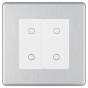 BG Nexus Screwless Brushed Steel Double Secondary Touch Dimmer Switch - White Insert by British General (BG-EMTDSW+FBSEMS2)