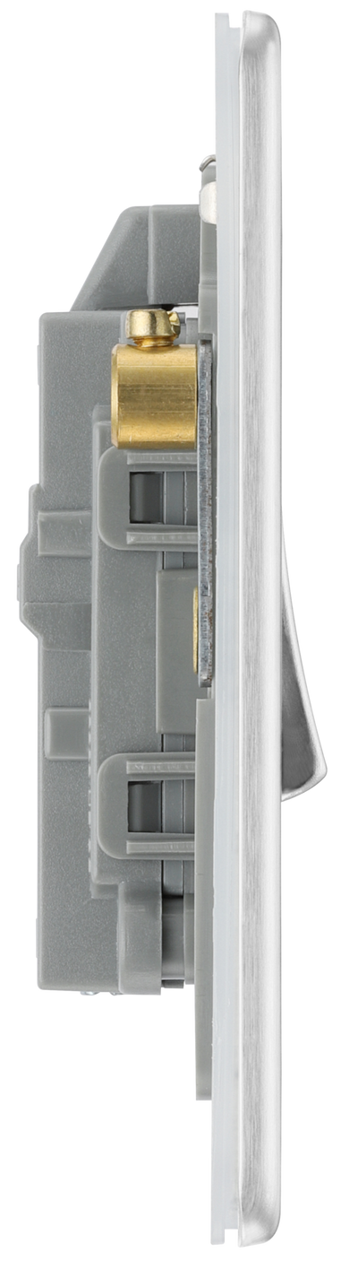 BG Electrical FBS31 Nexus Screwless Flat-Plate Single Switch Brushed Steel Neon 2 Way 20A