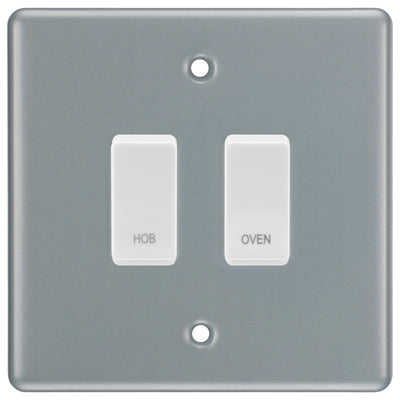 BG Metal Clad 2 Gang Custom Labelled Appliance Grid Switch Panel