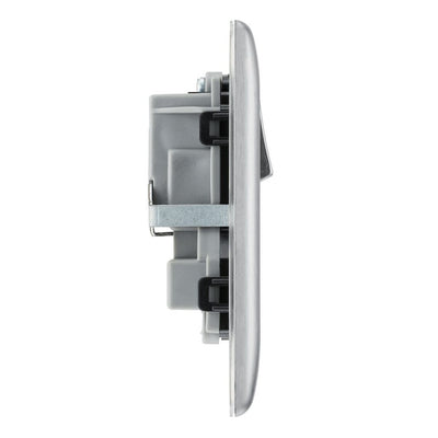 BG Nexus Metal Brushed Steel 13A Double Socket NBS22B with 25mm Steel Back Box
