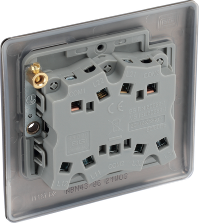 BG NBN43 Nexus Metal Black Nickel 3 Gang 10A 10AX 2 Way Plate Switch