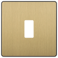 BG RPCDSB1B Evolve Grid Satin Brass 1 Module Square Front Plate - Black Trim